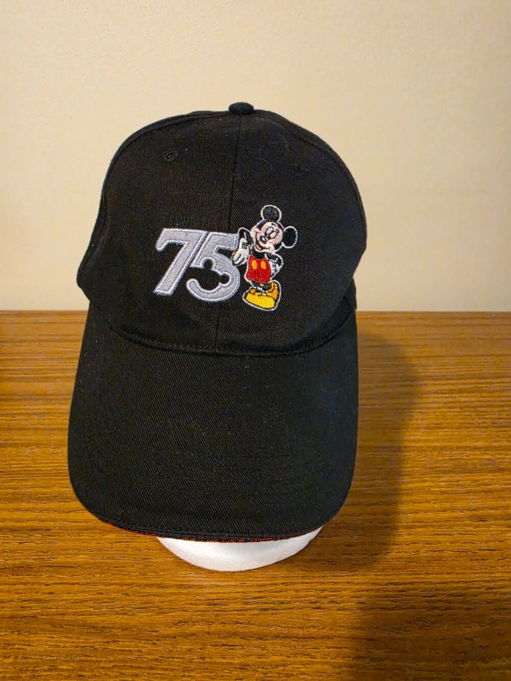 Vintage Walt Disney World Mickey Mouse 75th Anniversary Snapback Hat Cap Black